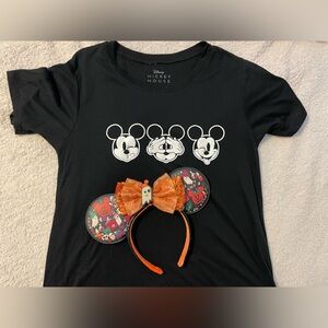 Disney Parks glow in the dark Boo! Mickey ears with T-shirt